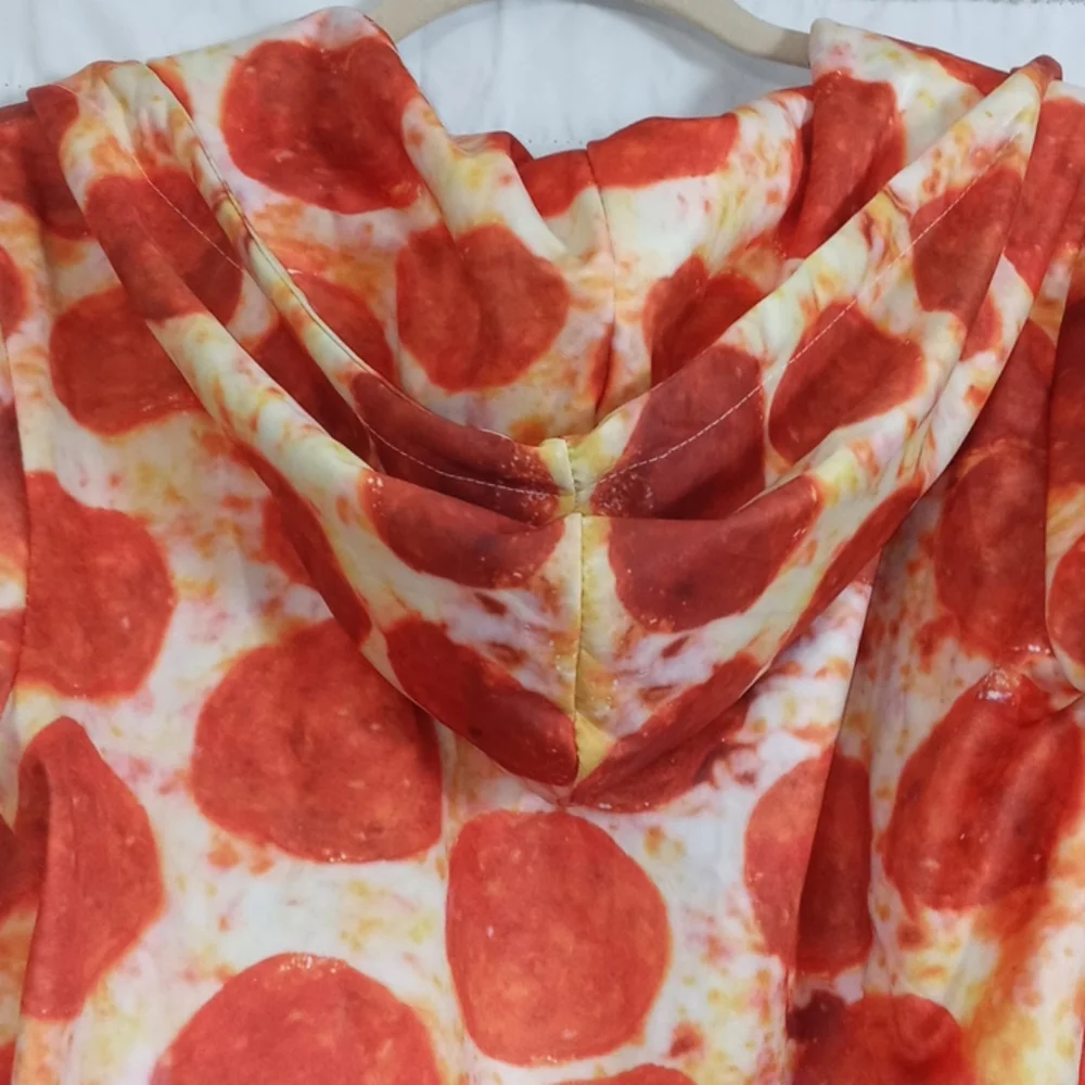 Unisex Pizza pattern long sleeve hoodie scuba like - Picture 8 of 9
